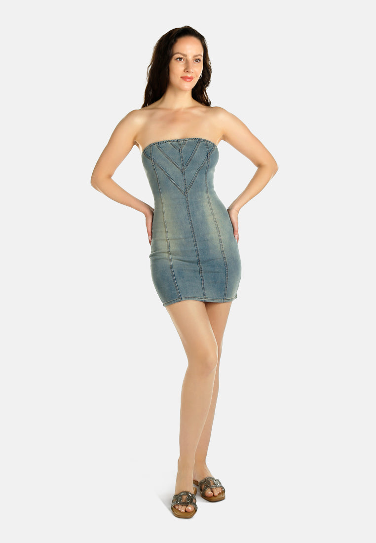 Strapless Denim Mini Dress By RAG