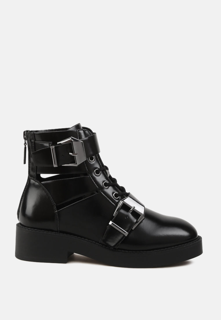 asos design premium archer leather cut out ankle boots