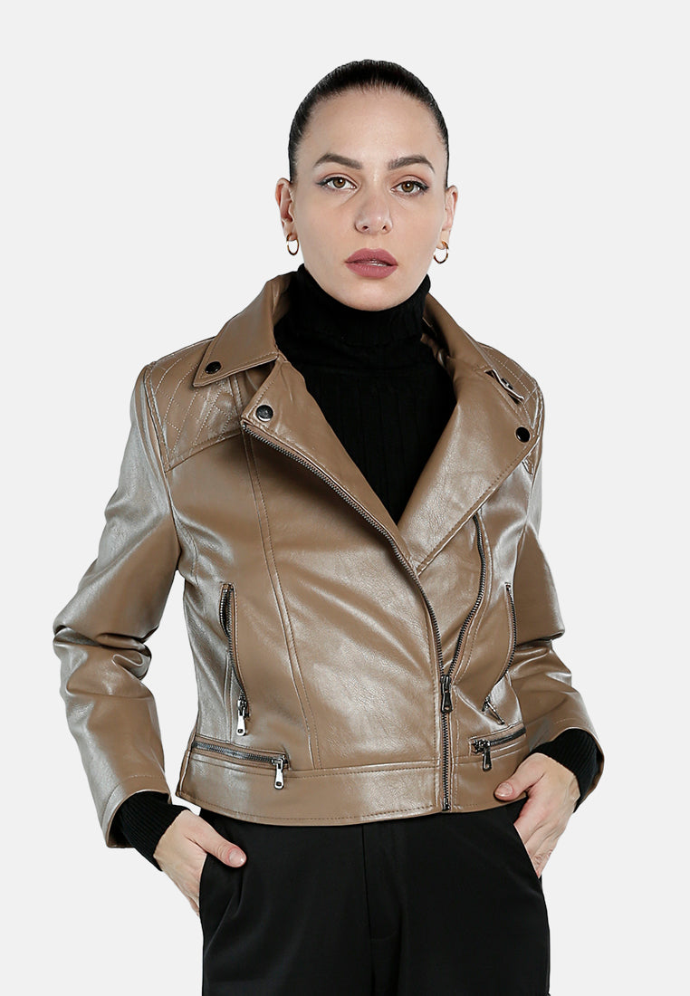 faux leather biker jacket - Online Exclusive Rate- OFF 65%