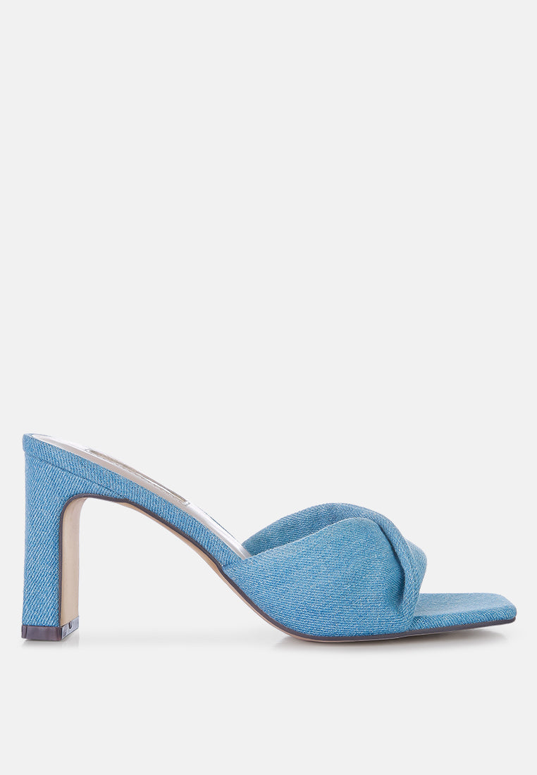 Buy Soft Flirt Twisted Denim Mid Heel Sandals Online