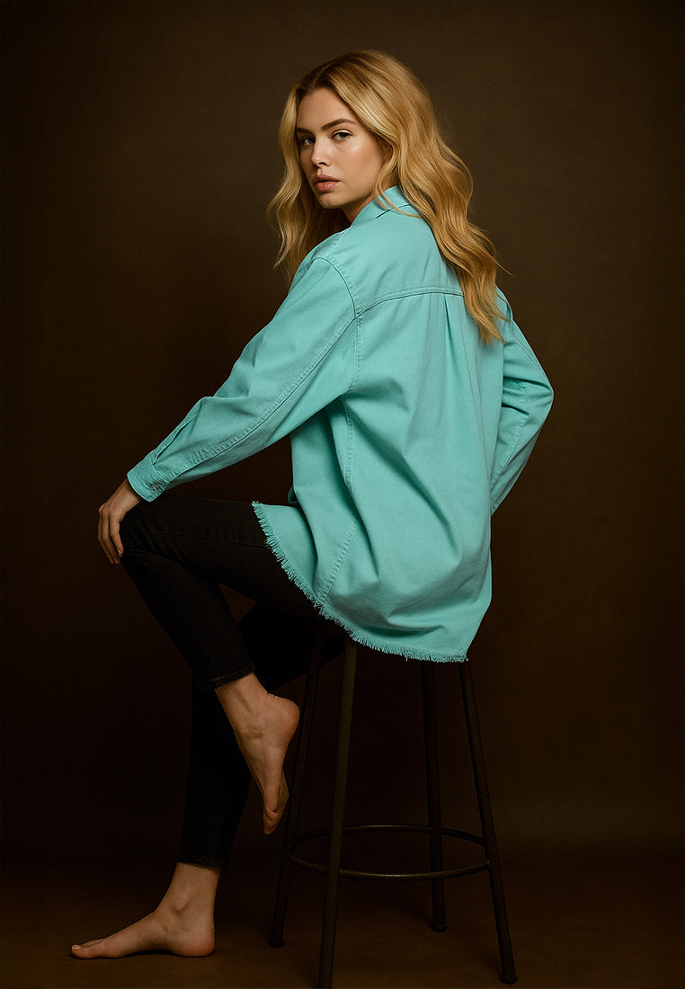 oversized long sleeve shacket#color_mint
