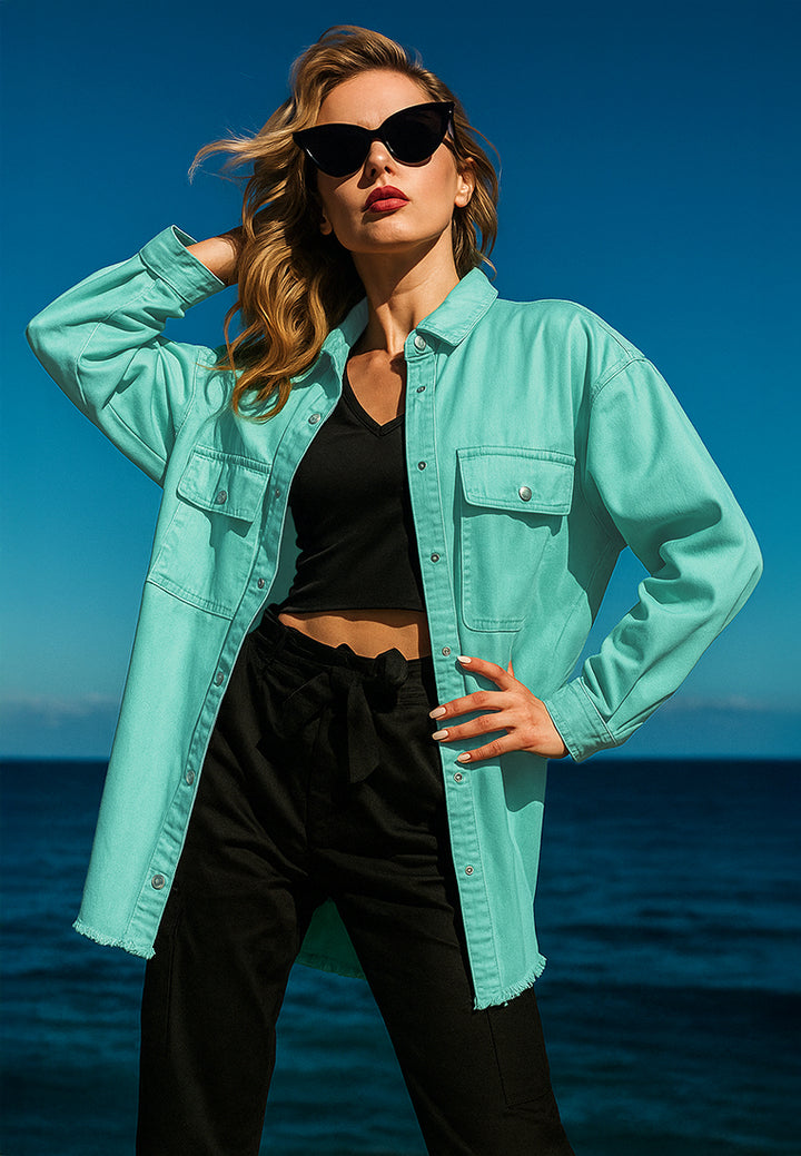 oversized long sleeve shacket#color_mint