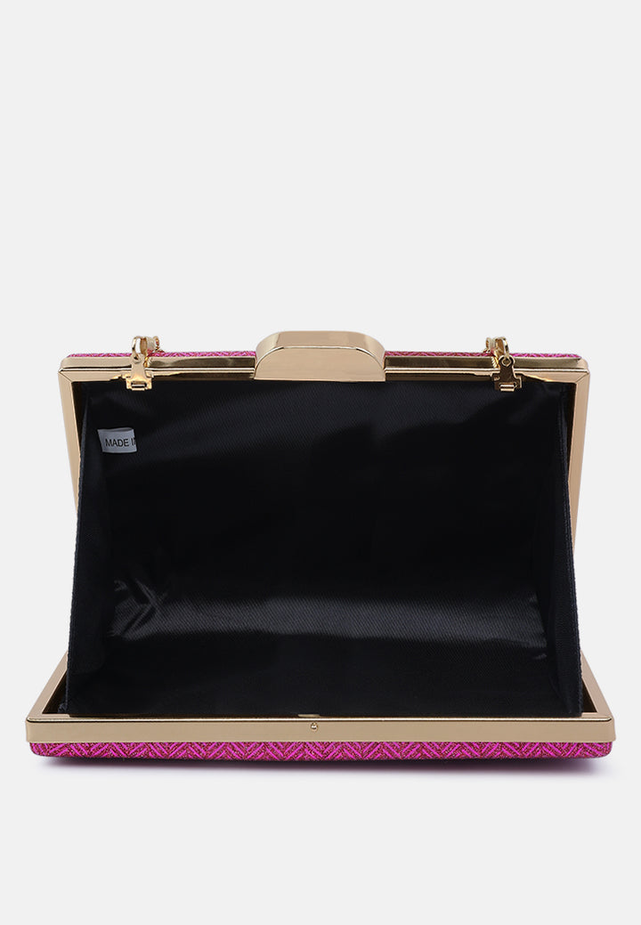 metallic shimmer clutch bag#color_fuchsia