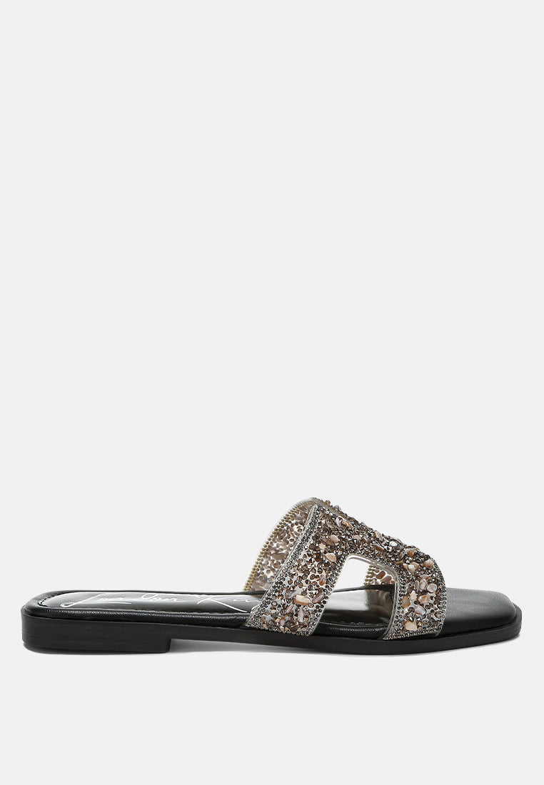 rhinestone detail cut-out flats by ruw color_black