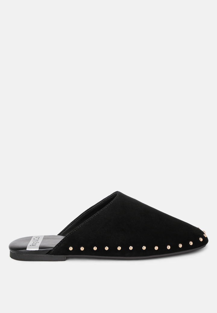 Corbera Studs Embellished Flat Mules#color_black