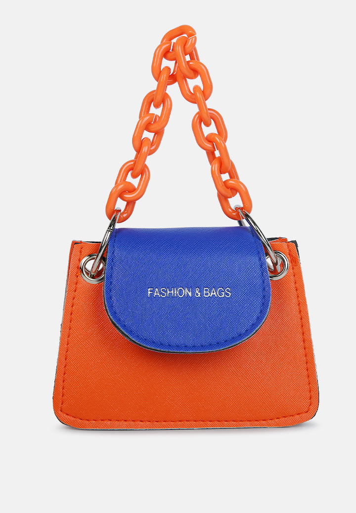 round flap mini statement bag#color_orange