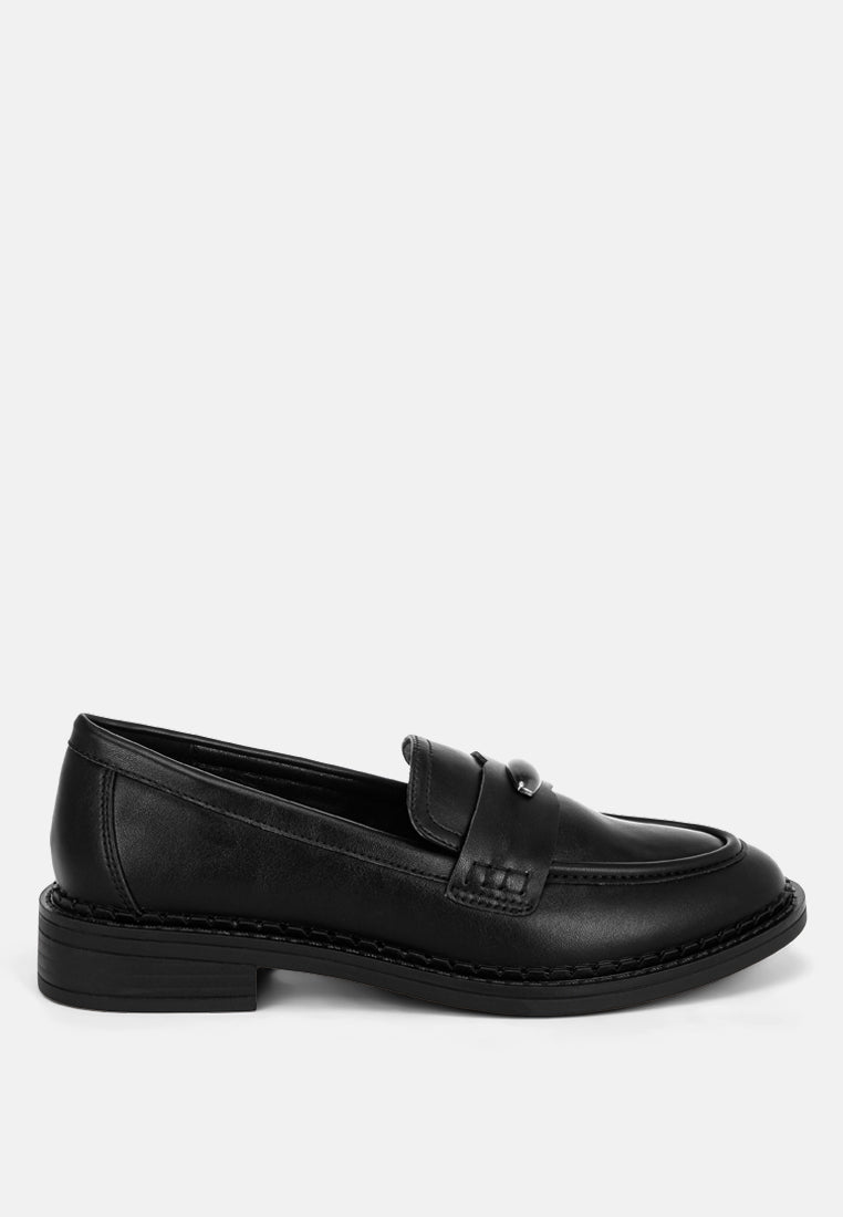 Mocasines de bloque bajo apilados Aquitane#color_black-smooth