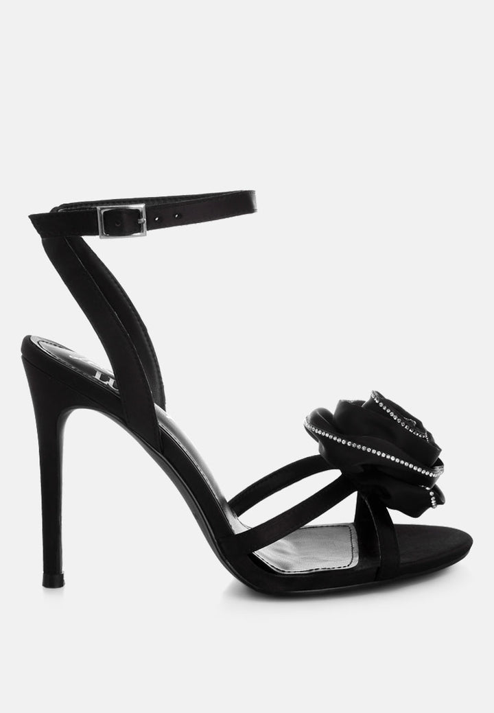 Candela Floral Rhinestone Accent Heel Sandals#color_black