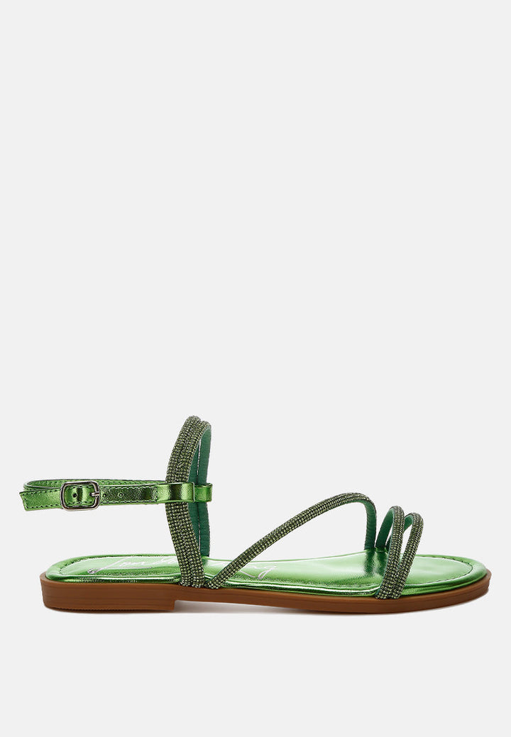 rhinestone strappy flat sandals by rag#color_green