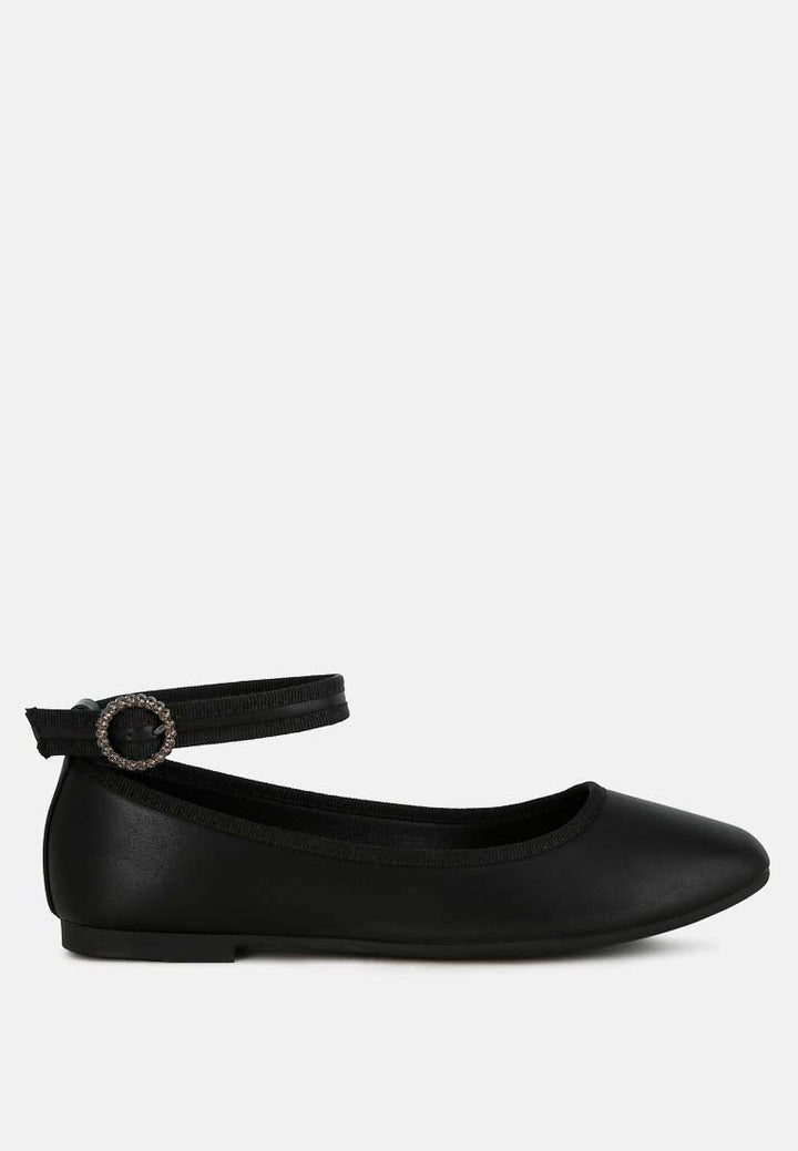 ankle strap detail ballet flats by rag#color_black