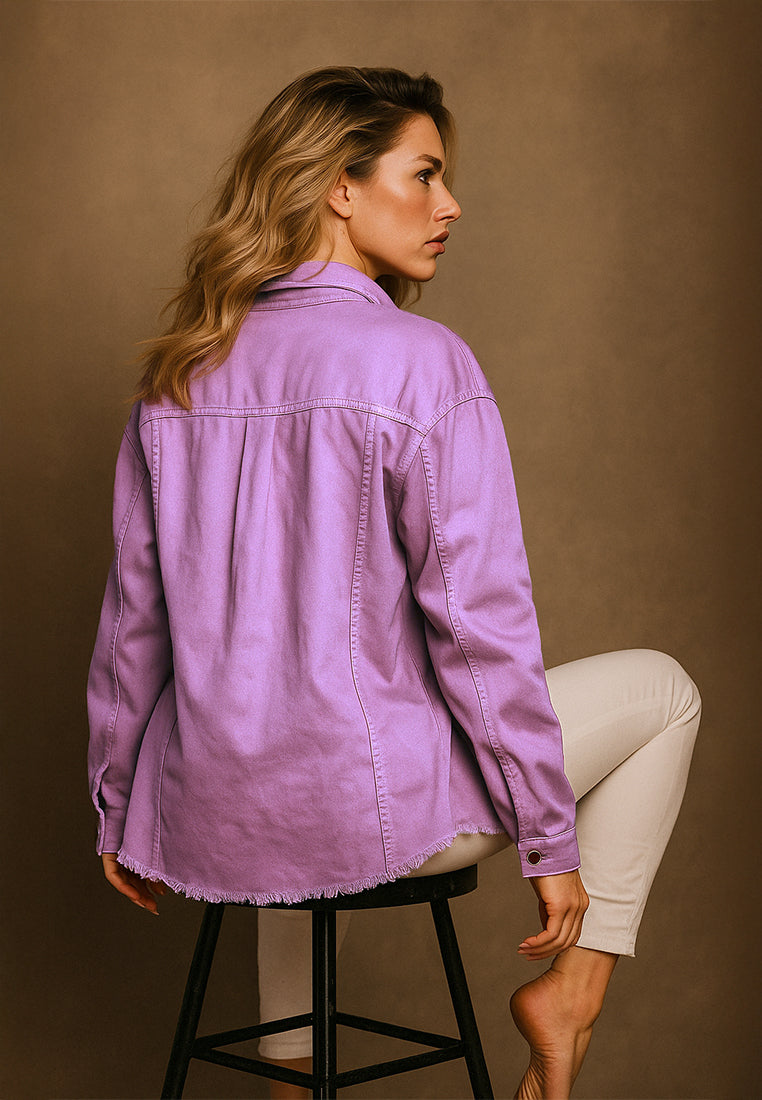 oversized long sleeve shacket#color_lilac