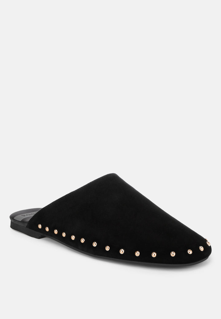Corbera Studs Embellished Flat Mules#color_black