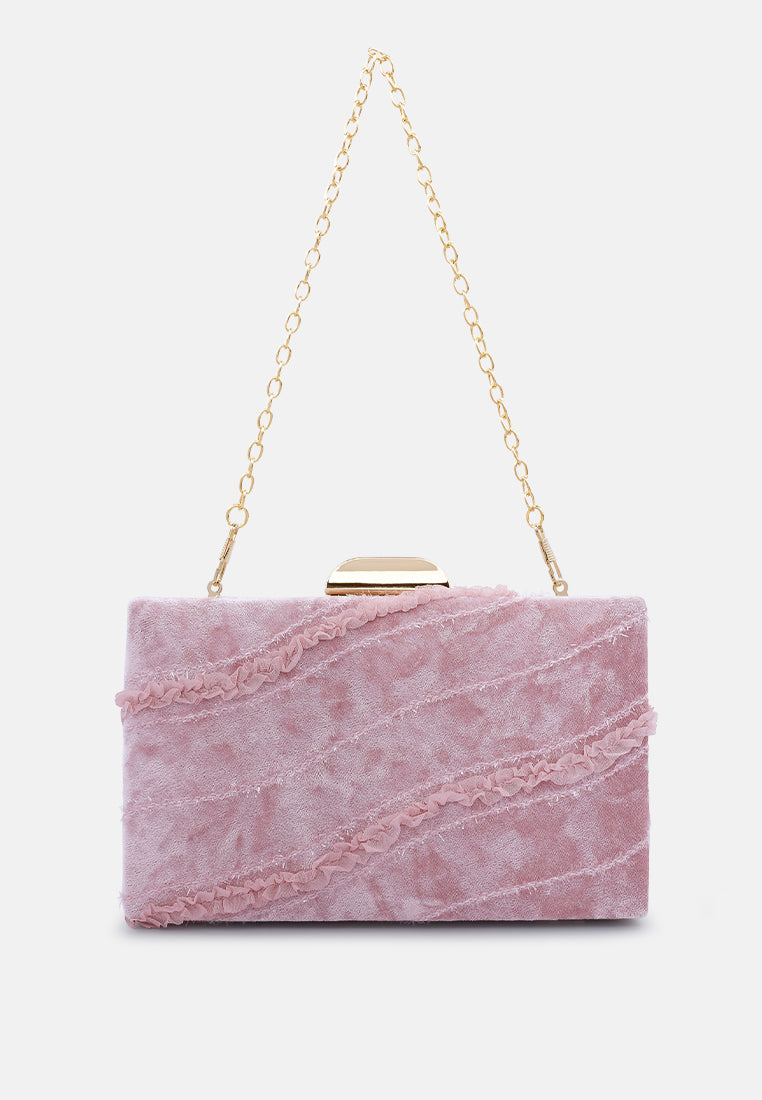 velvet ribbon clutch bag#color_pink