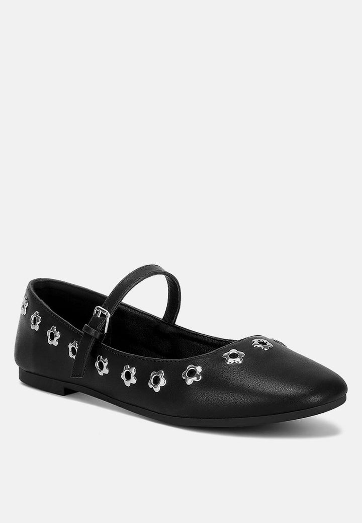 floral eyelet strapped ballerinas by mode#color_black