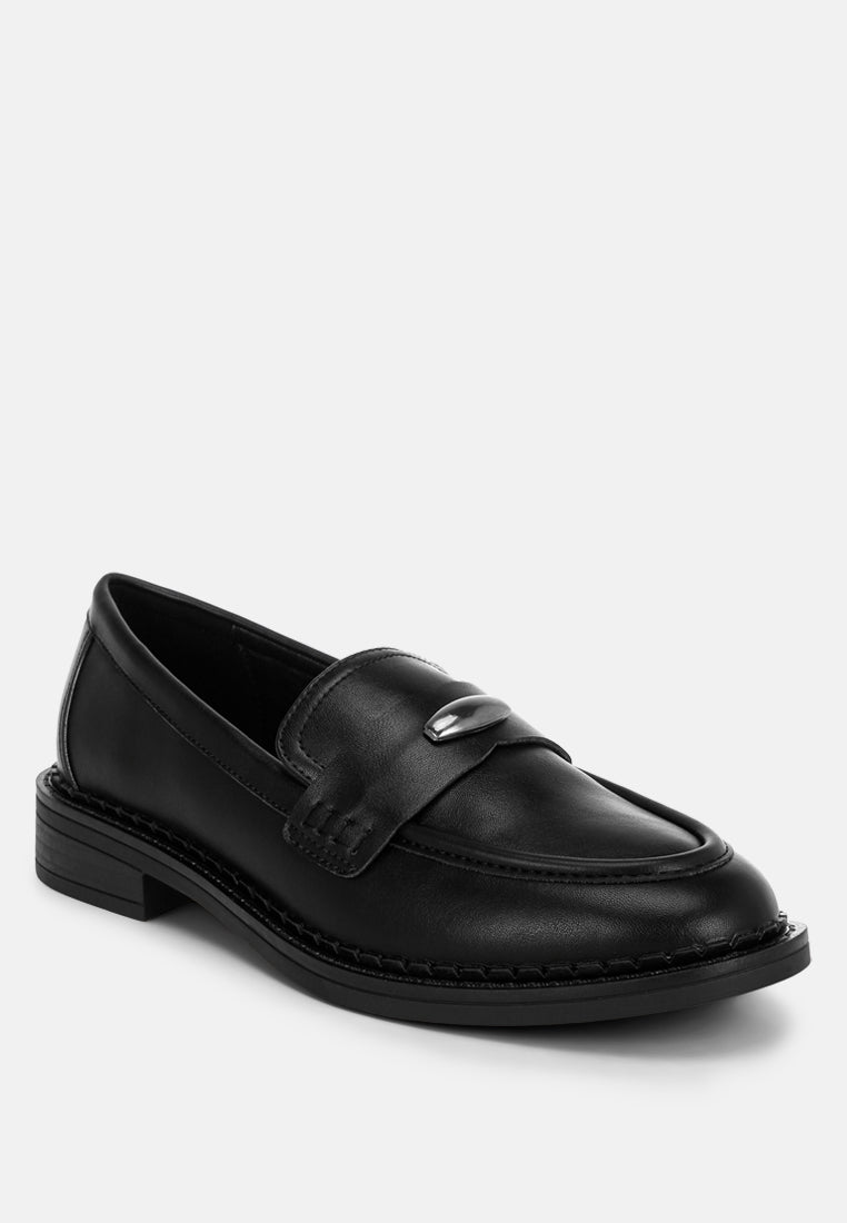 Mocasines de bloque bajo apilados Aquitane#color_black-smooth