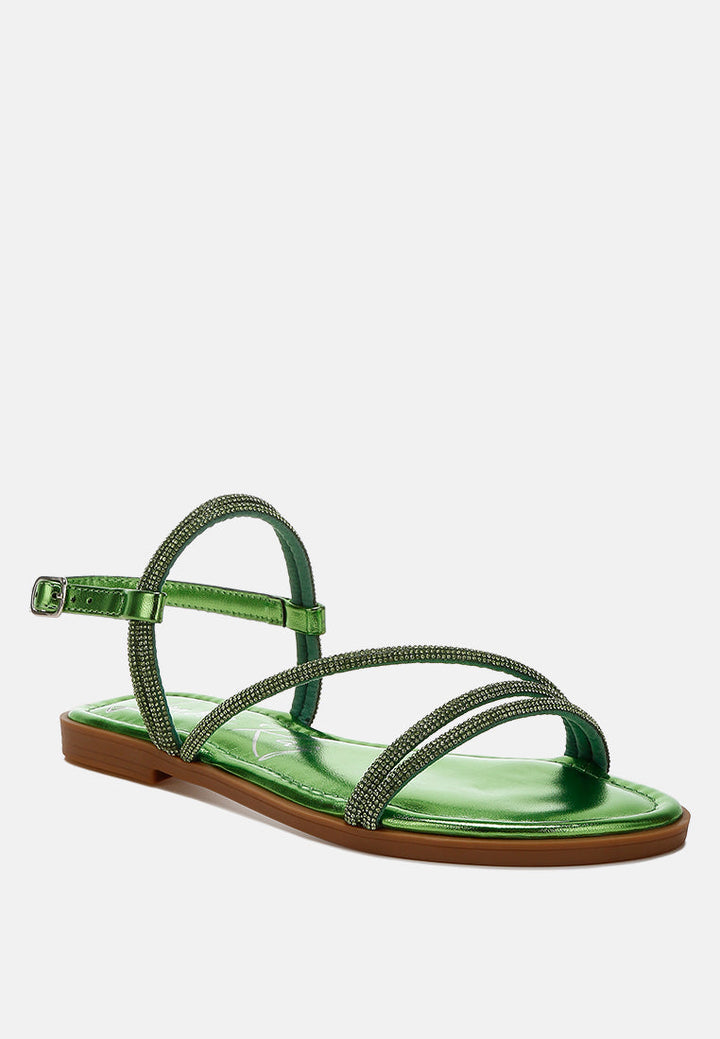 rhinestone strappy flat sandals by rag#color_green