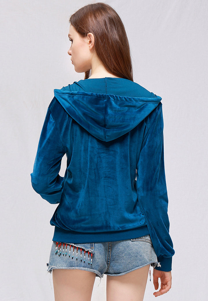 velvet classic hoodie sweat jacket#color_turquoise
