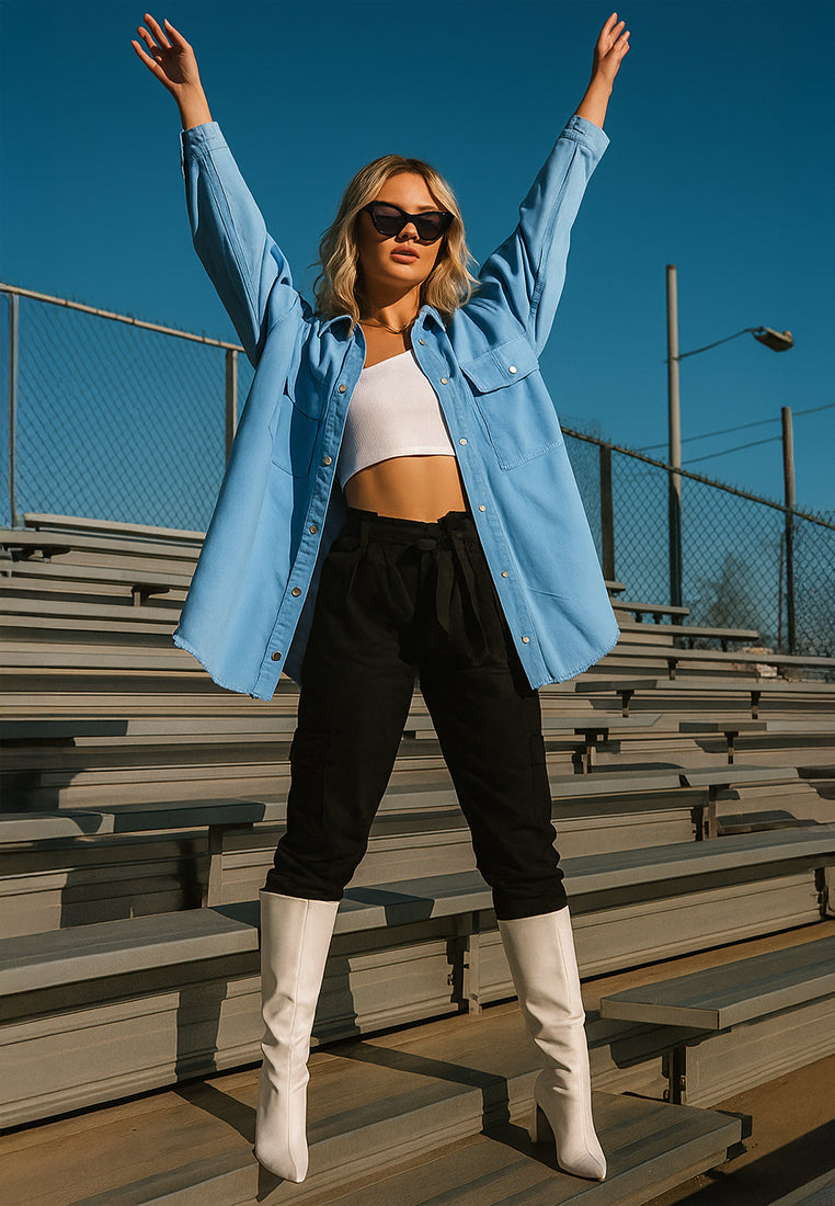 oversized long sleeve shacket#color_sky-blue