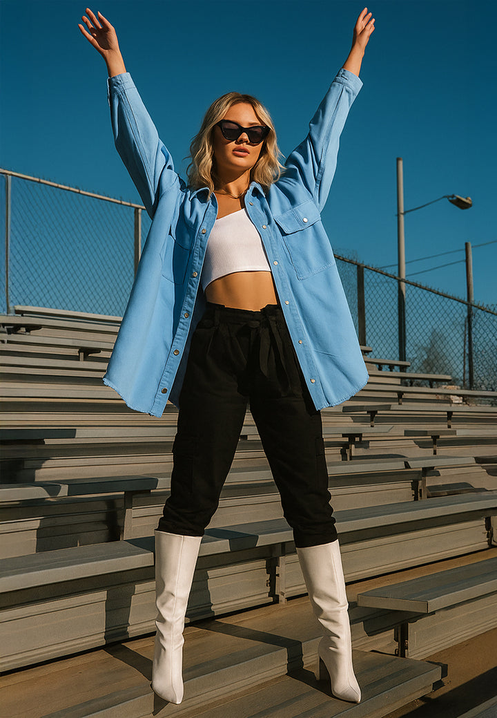 oversized long sleeve shacket#color_sky-blue