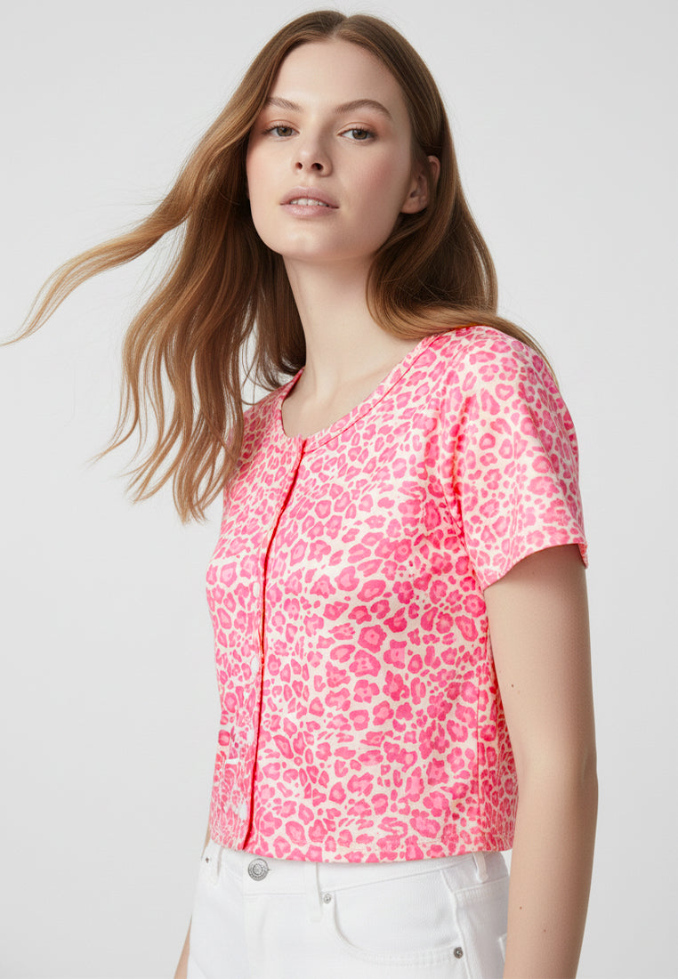 button up printed blouse by ruw#color_pink