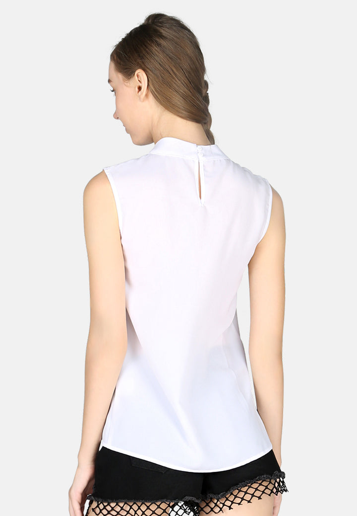 high neck casual top#color_white