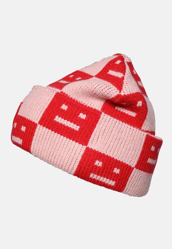 smiley motif knit beanie by ruw#color_red