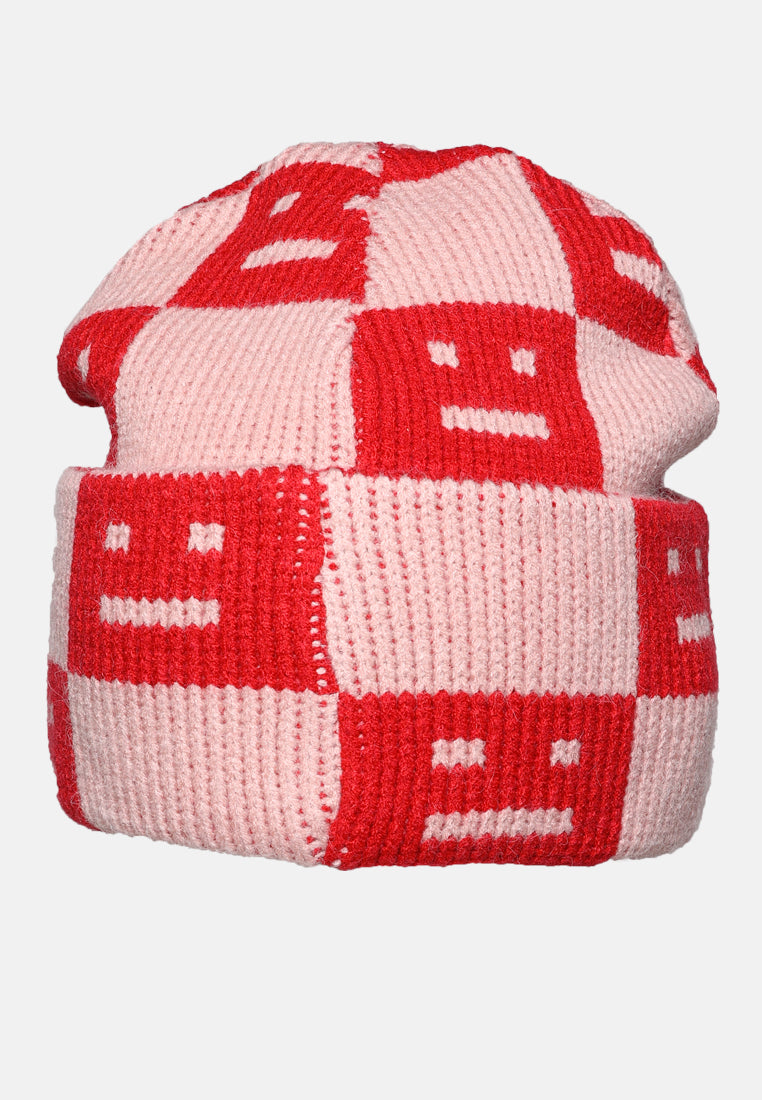 smiley motif knit beanie by ruw#color_red