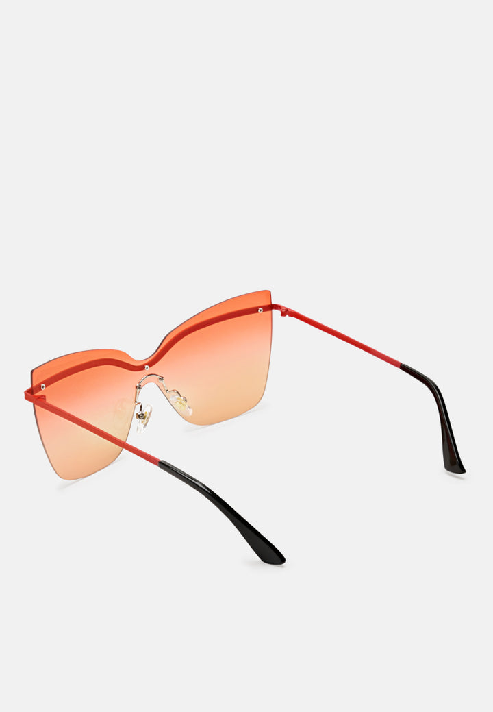 stylized rim cateye sunglasses#color_red