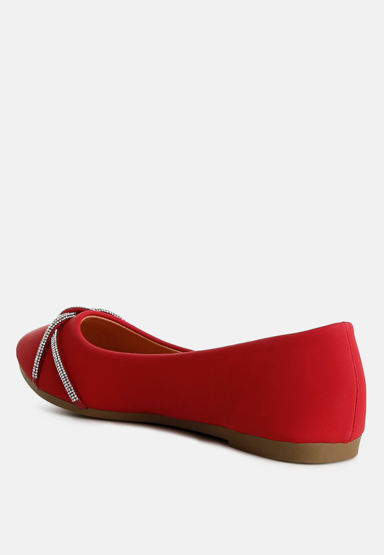 rhinestone faux leather ballerinas by rag #color_red