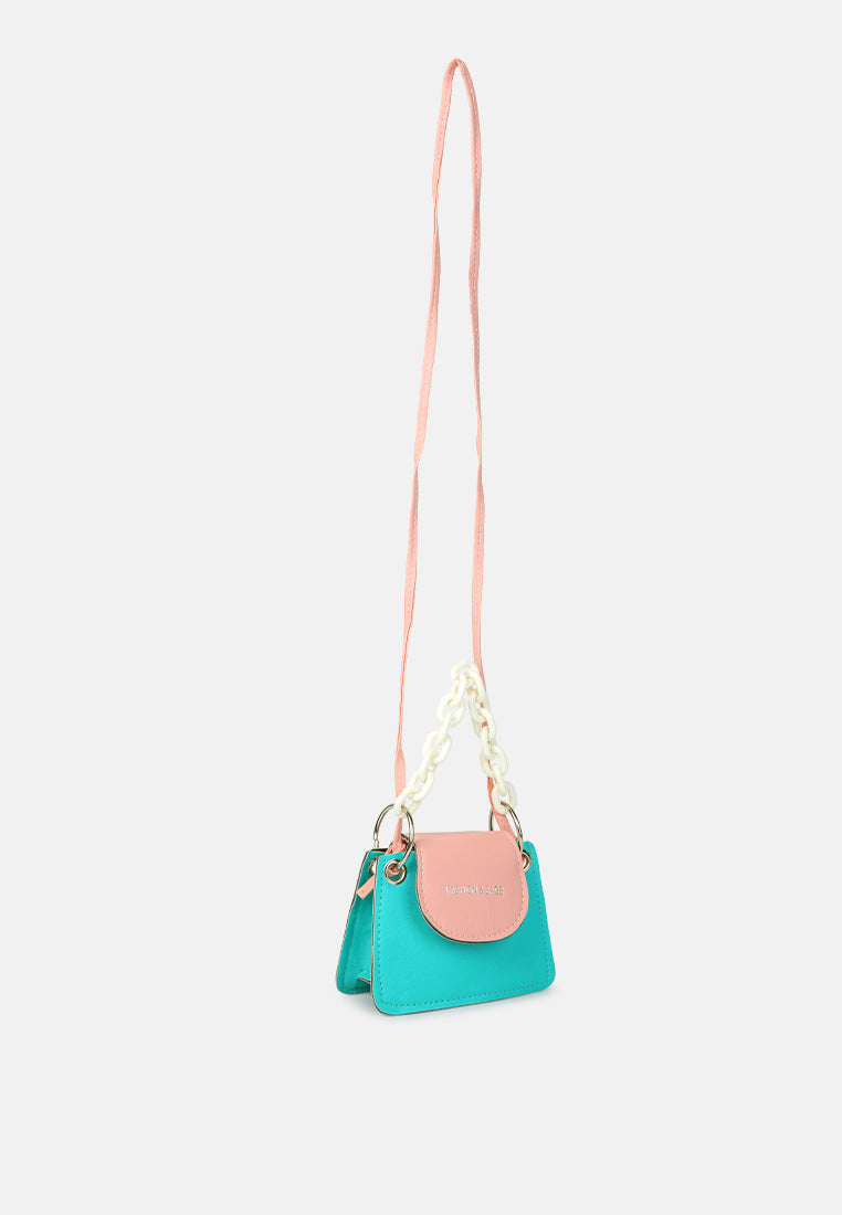 round flap mini statement bag#color_blue