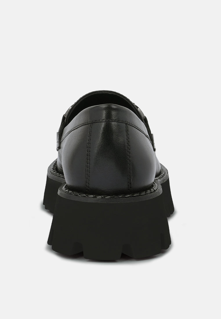 cheviot chunky leather loafers#color_black