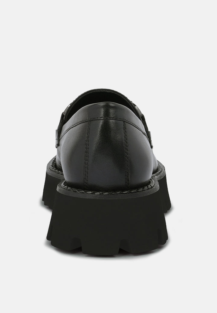 cheviot chunky leather loafers#color_black
