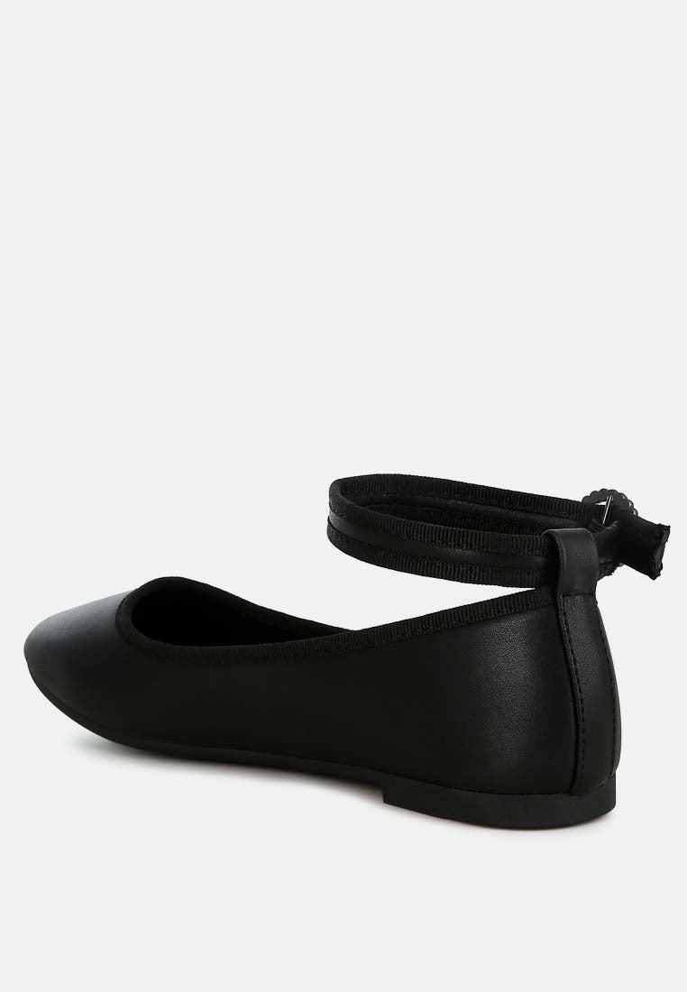 ankle strap detail ballet flats by ruw color_black
