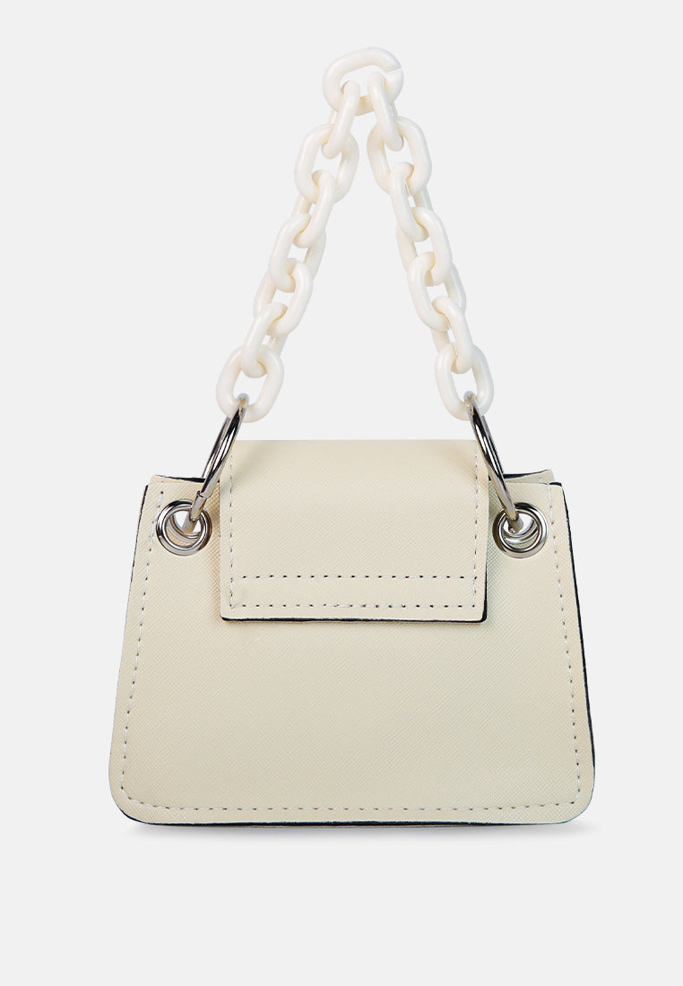 round flap mini statement bag#color_white