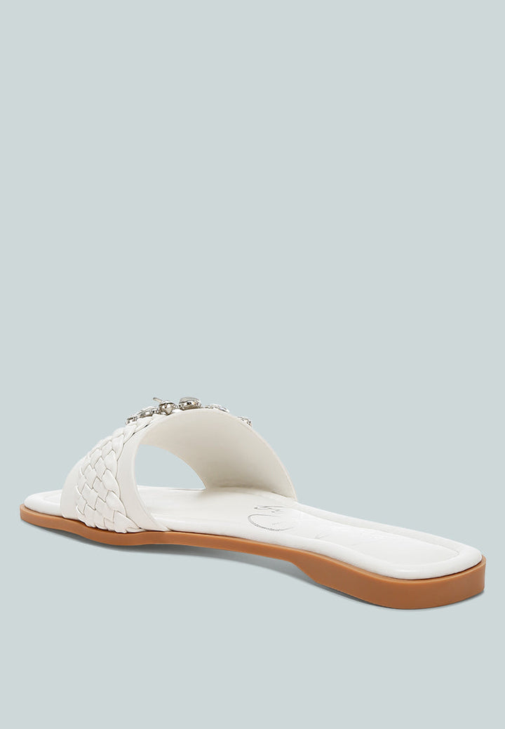 diamante flat sandals by rag#color_white