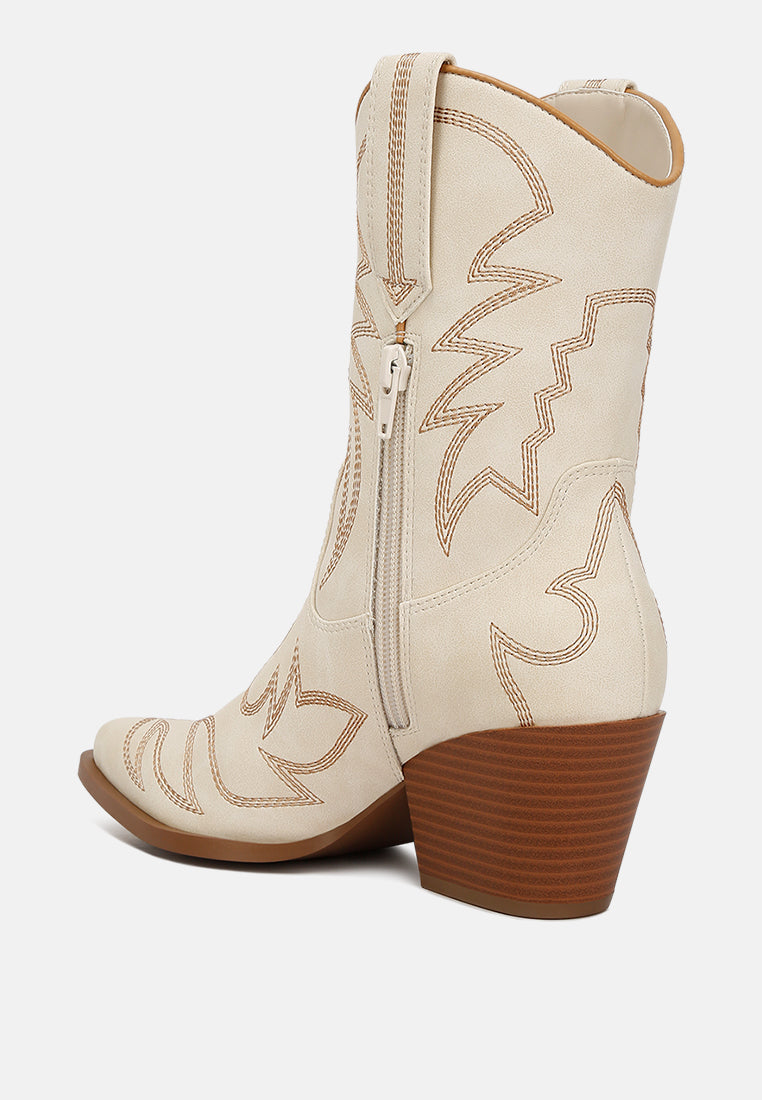 patchwork detail boots by ruw#color_cream