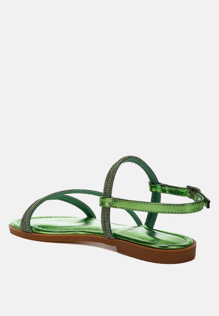 rhinestone strappy flat sandals by rag#color_green