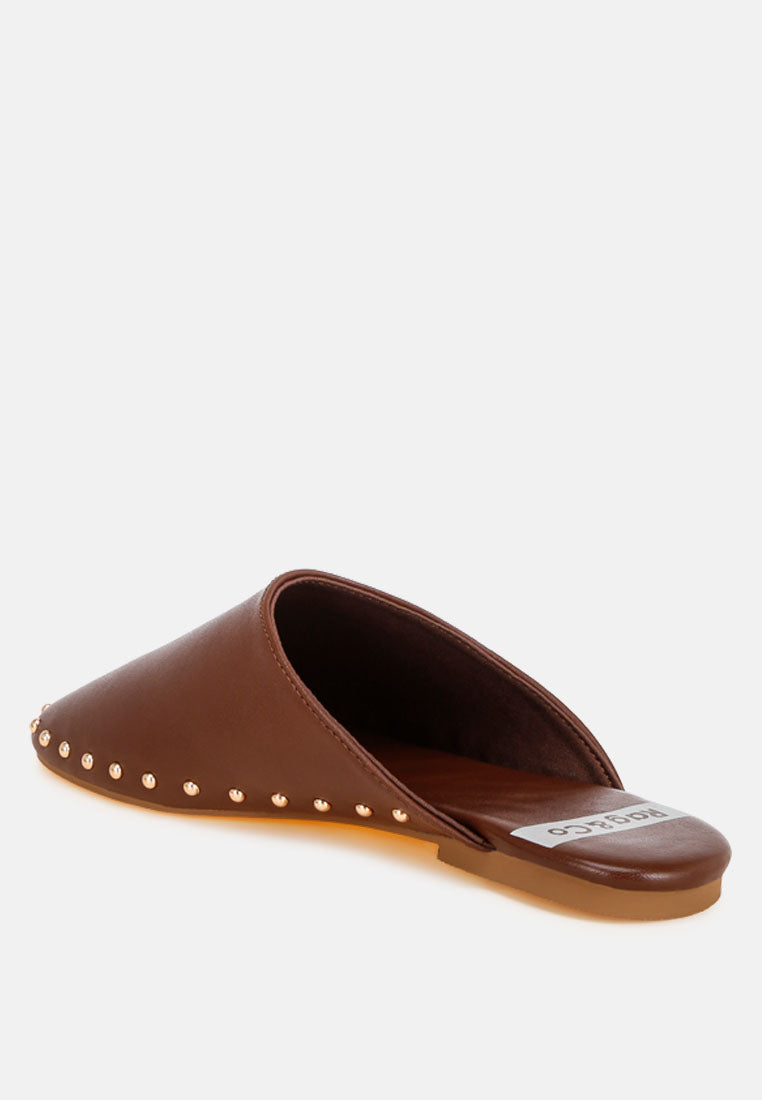 Mackey Studded Flat Mules#color_brown