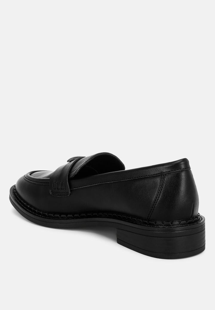 london rag women's aquitane stacked low block loafers by motes#color_black-smooth