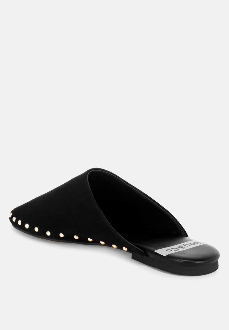 Corbera Studs Embellished Flat Mules#color_black