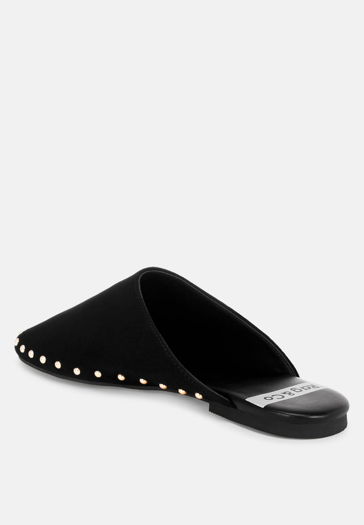 Corbera Studs Embellished Flat Mules#color_black