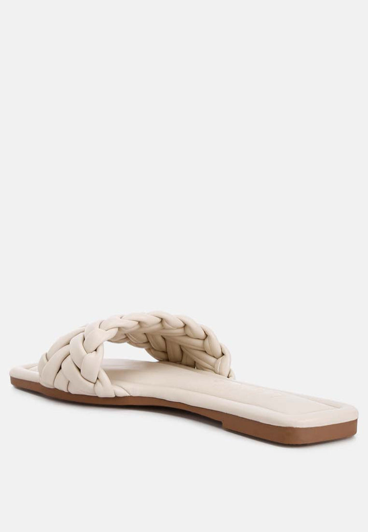 braided strap flat slip-ons by ruw color_beige
