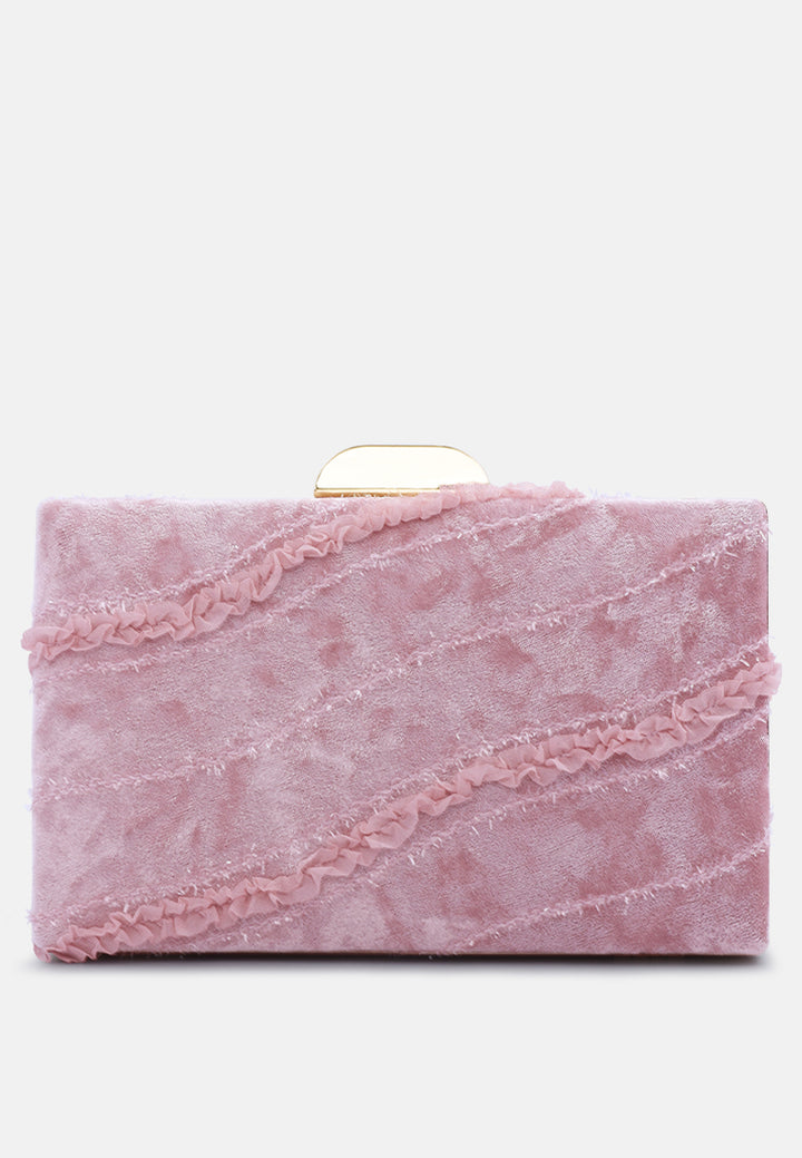 velvet ribbon clutch bag#color_pink