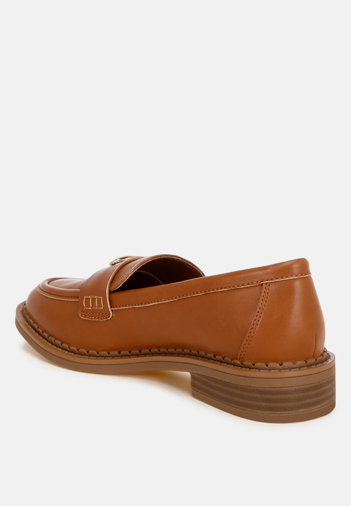 london rag women's aquitane stacked low block loafers by motes#color_tan-smooth