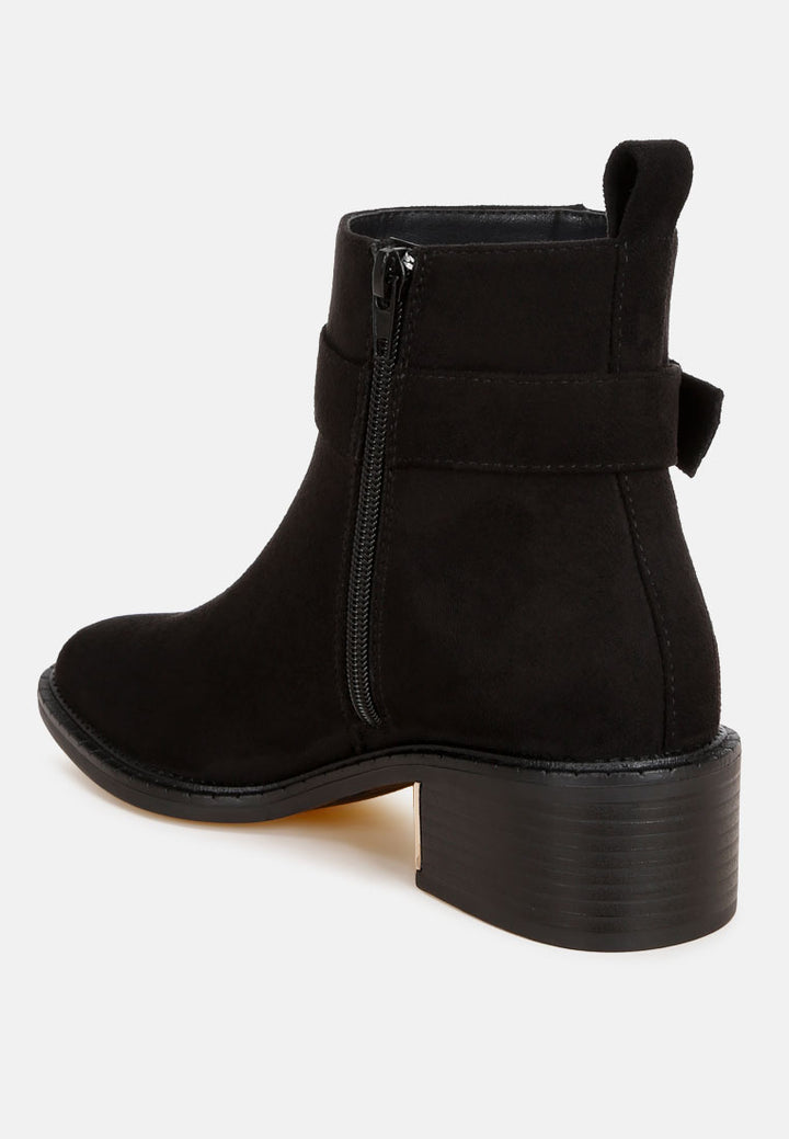 Winifred Harness Detail Block Heel Boots#color_black-suede