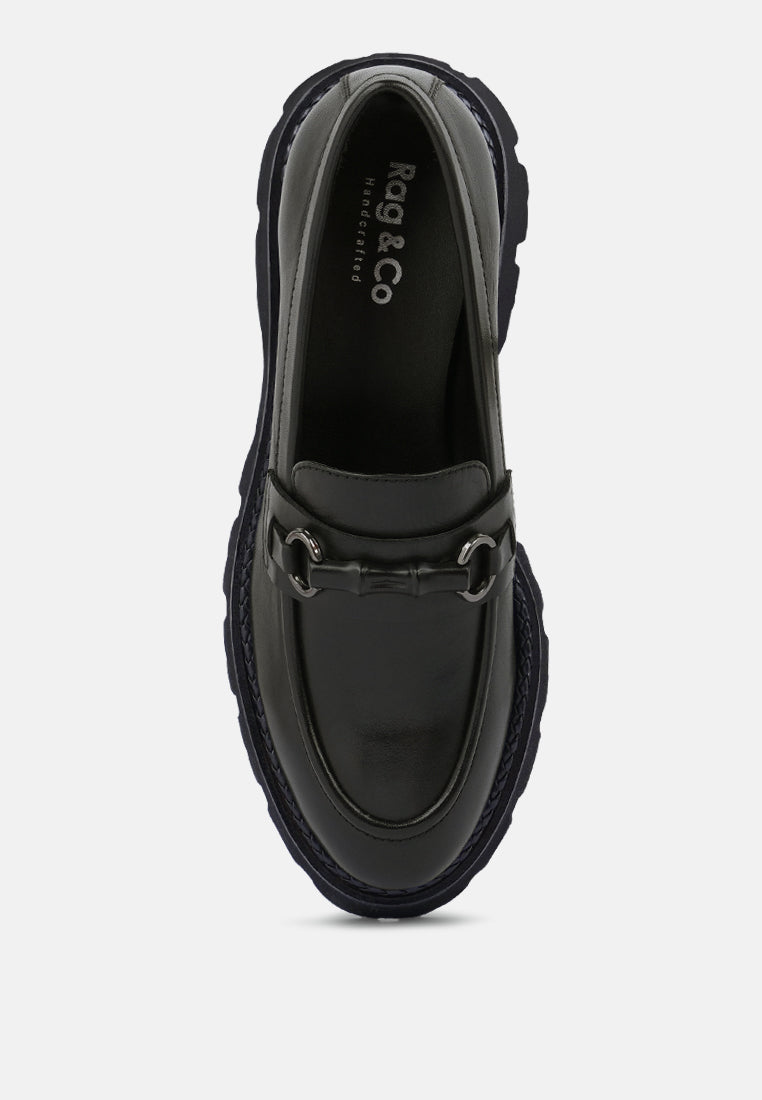 cheviot chunky leather loafers#color_black