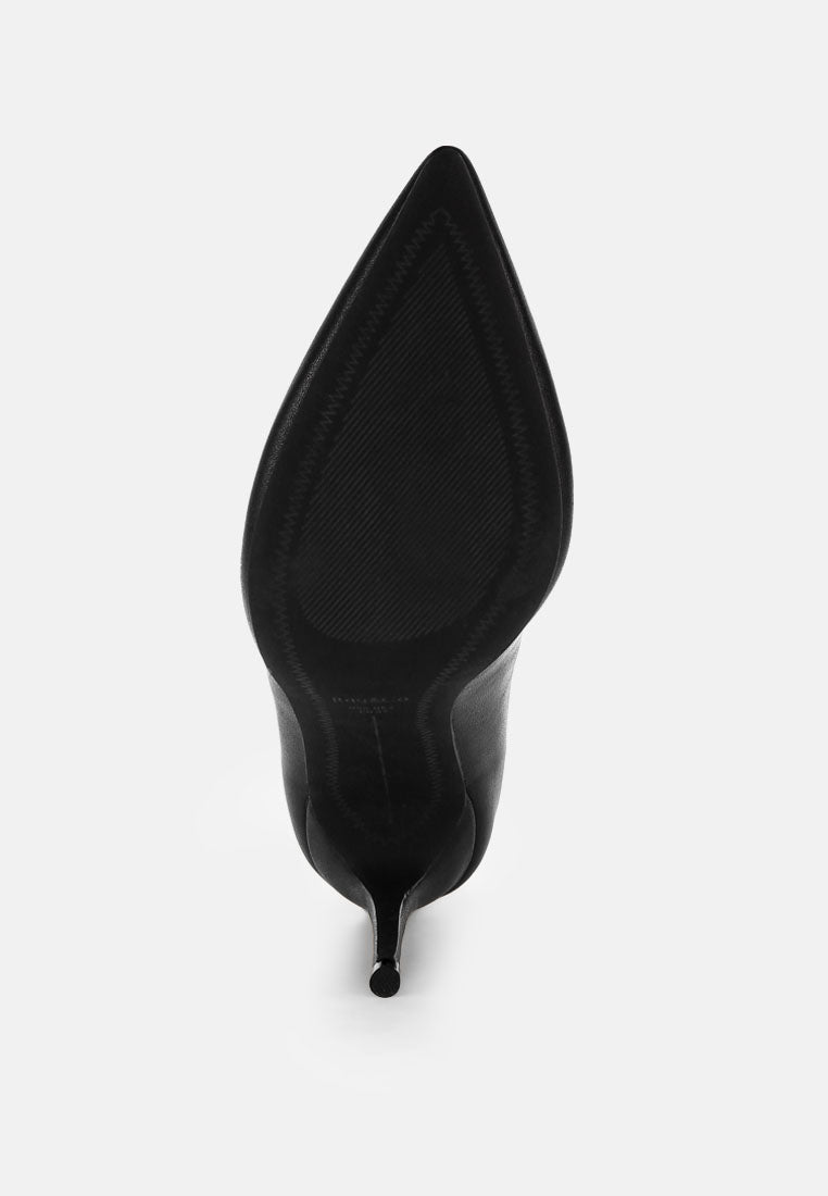Dittany Ankle Strap Stiletto Heel Pumps#color_black-leather