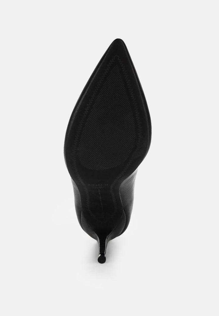 Dittany Ankle Strap Stiletto Heel Pumps#color_black-leather