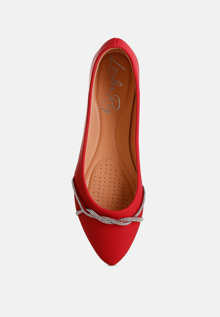 rhinestone faux leather ballerinas by rag #color_red