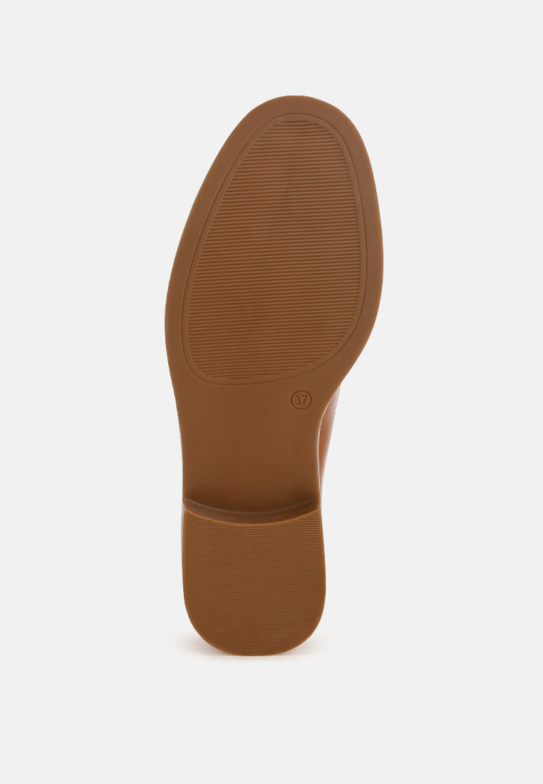 london rag women's aquitane stacked low block loafers by motes#color_tan-smooth
